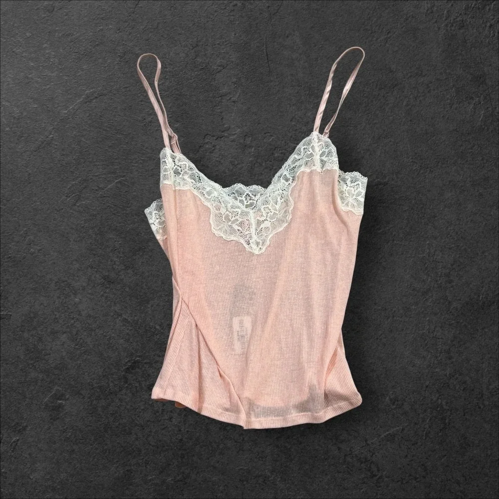NWT SKIMS Sheer Cotton Lace Cami Short‎ Sleep Set Top Only Villa M